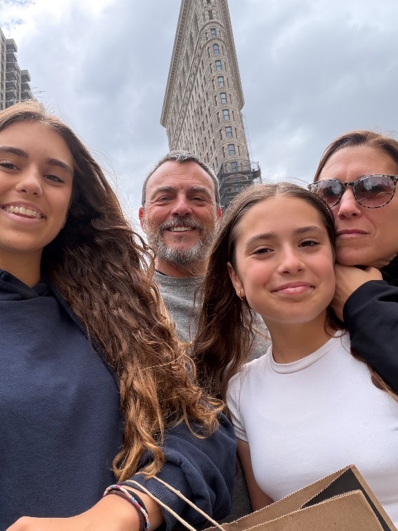 Isabelle, Jaime and their two daughters in New York City